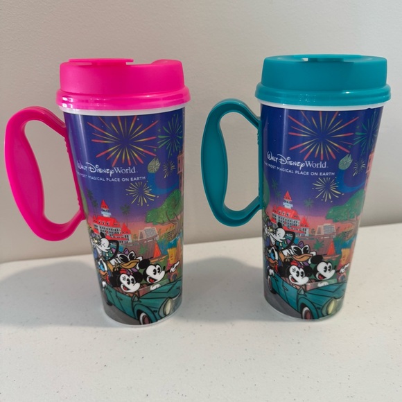 Disney Parks Disney World Resort Travel Mug Cup Hot Pink Lid - Picture 11 of 12